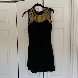 Ted Baker Black and Gold Mini Dress